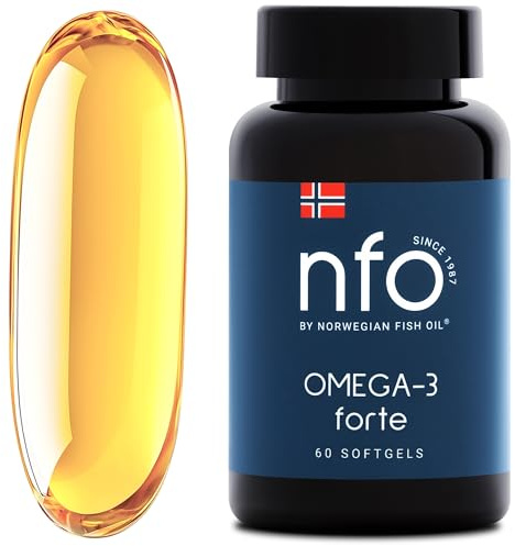 NFO OMEGA 3 FORTE [60 Kapslar] Norsk fiskolja med hög koncentration av EPA och DHA i form av etylestrar och vitamin E i 1 kapsel Naturligt komplex av fleromättade fettsyror Tillverkad i Norge
