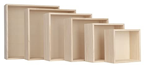 Ideen mit Herz Scatole di legno | cornici | cassette | piedistalli in legno | diverse dimensioni | 6 pezzi | riponibili l'uno nell'altro