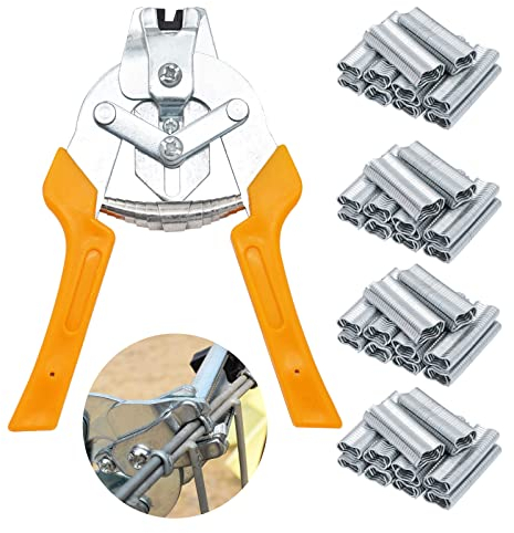 Svauoumu Pinze per Anello di Maiale Multifunzionali con 2400 Chiodi M Per Gabbia Per Maiali, Polli e Conigli e Per L'Installazione di Recinzioni Per Pollame, Strumento di Riparazione a Mano (Giallo)