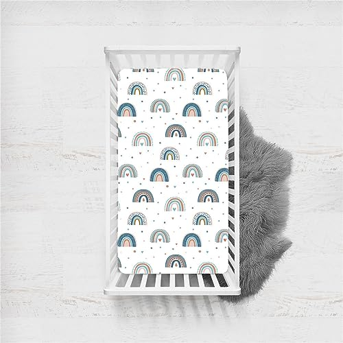 Odot Spannbettlaken für Kinderbett, Kinderwagen Matratzenbezug, Weiche Babybett Spannbetttuch Spannbettlaken, Perfekte Passform Durch Rundum-Gummizug (160x80cm,süßer Regenbogen 6)