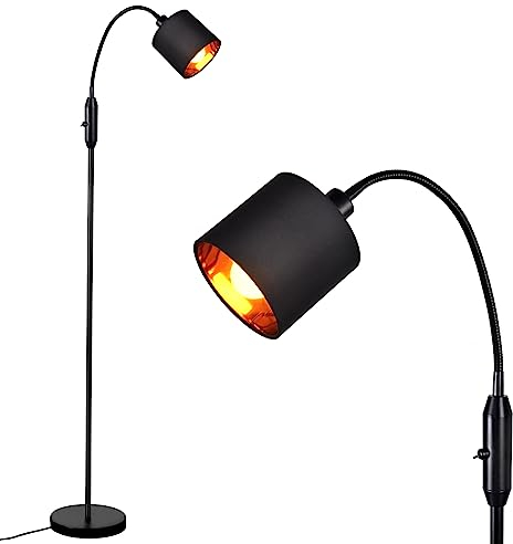 Glitzerlife Stehlampe Wohnzimmer Bogenlampe Schwarz - Stehleuchte Vintage Leselampe E14 Industrial Retro 360° Drehbarer Bogenleuchte Standlampe 1 Flammig Flur Schlafzimmer Büro Ohne Leuchtmittel