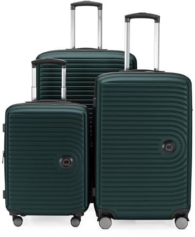 Hauptstadtkoffer Mitte - Lot de 3 Valises - Valise Bagage à Main 55 Cm, Valise Moyenne 68 Cm + Grande Valise de Voyage 77 Cm, Coque Rigide ABS, TSA, Forêt Verte