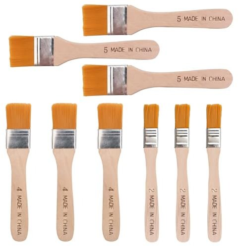9 PCS Pinceau Peinture pour Mur, Lasure Bois Exterieur, Vernis - Lot de Brosses pour le Bricolage et le Nettoyage de la Poussière (15/25/30mm)