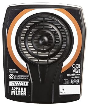 DEWALT Respirator A2P3 R D Combination Filter (Pack of 2) provides protection in workplaces that have high incidences of fine dust, lead, silica, MDF particles, or other forms of industrial pollutent