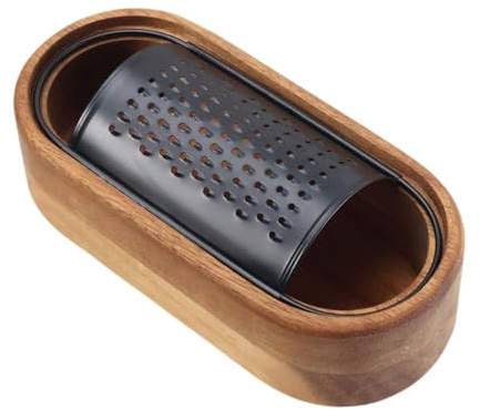 Cheese Grater with Container Food Shredder Cheese Shredder for Vegetables Wood Stainless Steel Kitchen Tool 5.51x2.28 Inch- Without Handle