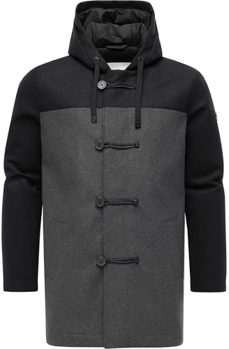 Ragwear herr väderbeständig ventilerande vinter kort kappa varm lång vinterjacka dufflecoat med justerbar huva Dorvan YOUMODO S-XXL, mörkgrå, M