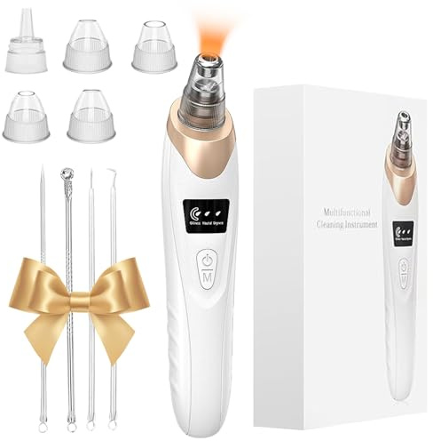 Blackhead Remover Vacuum,Pore Vacuum Cleaner for Face with 5 Replaceable Heads, 3 Adjustable Suction Modes, Deep Cleansing Blackhead Removal Tool for Clear Skin