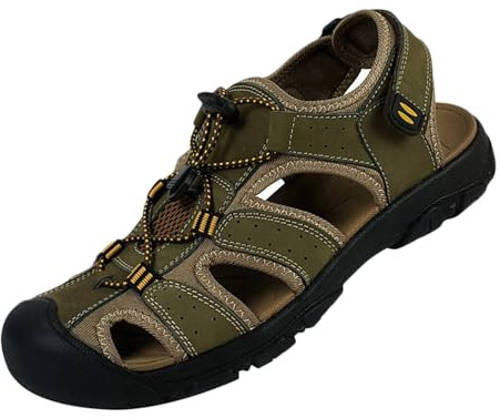 Men's Closed Toe Sandals Outdoor Hiking Sandals for Men Water Shoes Athletic Sport Walking Summer Leatehr Fisherman Shoes