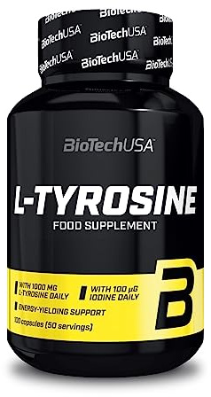 BioTechUSA L-Tyrosine | Iodine-Enhanced L-Tyrosine Capsules | Supports Thyroxine Production, Concentration, and Training | 100 caps