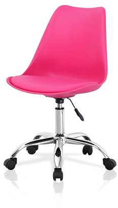 La Silla Española | Silla de Escritorio | Rosa, 48x42x100 cm, ABS y PU Acolchada | Regulable en Altura, Ruedas, fácil de Limpiar | Comodidad y diseño Moderno