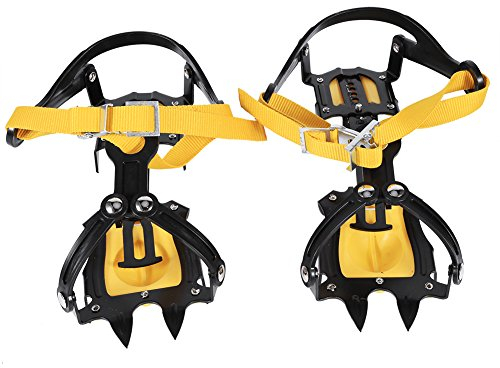 Universal Steigeisen, Eis Griffe mit 10 Stahl Zähne für Bergschuhe Eis und Schnee Traktion Anti-Rutschen,Schneekette,Schuh-Krallen für High Altitude Wandern
