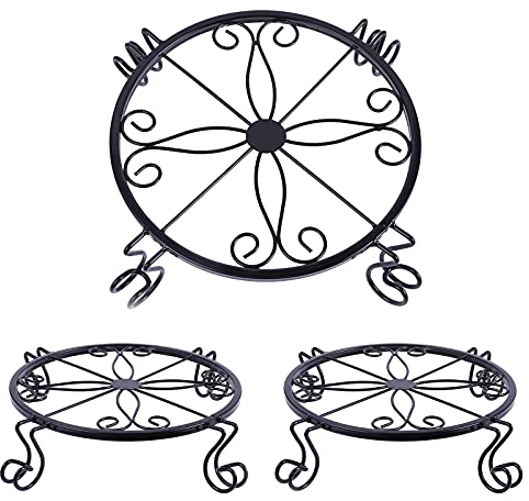 ETRAVEL 3 Pack Metal Plant Stand - Flower Pot Stand Planter Holder - Heavy Duty Flower Rack for Room Indoor and Outdoor Courtyard, 12inch