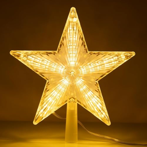 Estrella de Navidad para la Punta del Árbol,Adornos para Copa del Árbol con Luces Cadena Led Brillantes,Decoración de Estrella Navidad,Topper de Árbol de Navidad,Estrella Navideña para Arbol