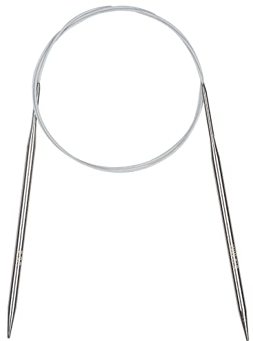 Coopay Circular Knitting Needles 5.0mm 100cm Long, Steel Circular Needles with Flexible Cable, Metal Fixed Circular Knitting Pins for Blanket Knitting Large Projects, For Arthritis Hands, Size US 8