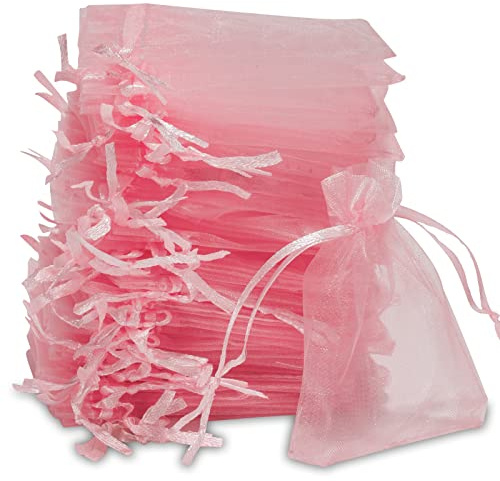 Carehabi - Sacchetti in organza, regali in organza, per gioielli, matrimonio, lavanda (7 x 9 cm, rosa)