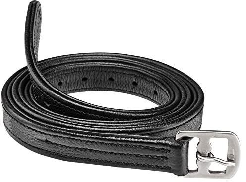 Cottage Craft Stirrup Leathers - Set of 2 Horse Non Stretch Leather Stirrups with a Stainless Steel Buckle - Black, Size 54