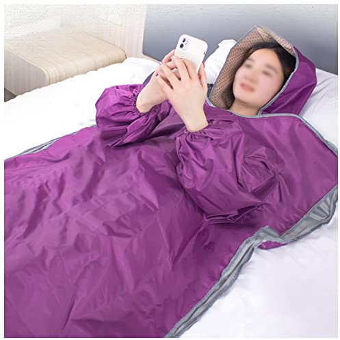 Higher Dose Infrared Sauna Blanket, Body Slimming Detox, Professional Sweating Sauna Bed Stress Pain Relief, with Sleeves and Hat, Purple