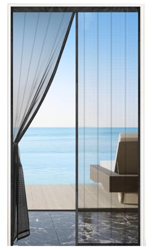 MYCARBON Insektsdörr dörr magnetfönster 80 x 200 cm ultrafint nät och motståndskraftigare magneter magnetiskt myggnät entrédörr flugskyddsgardin med tejp, svart