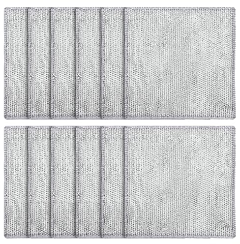 12 Piezas Paño de Cocina de Alambre Multifuncional Antirrayas, 20x20cm Trapos Multiusos de Alambre para Lavar Platos, Paño de Cocina de Malla de Alambre Fregaplatos para Cocina Mostrador
