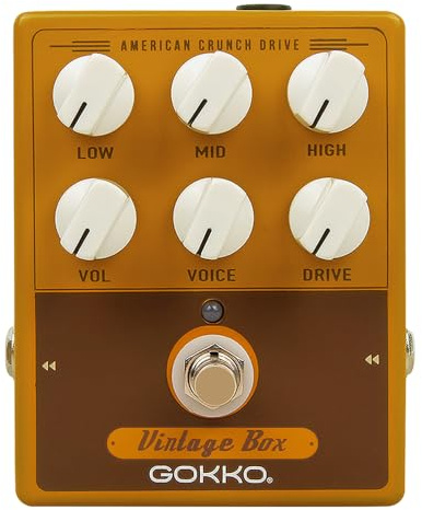 GOKKO VINTAGE BOX GK-33 - Vintage Amp Simulator Pedal with 57 Deluxe Tone, 6-Band EQ, All-Analog Circuit, Rugged Aluminum Casing - Perfect for Clean to Overdrive Sounds