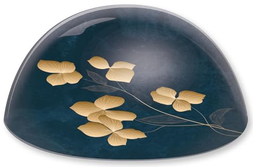 Butzon & Bercker Glasmoment – Das Leben ist schön. Hochwertiger Briefbeschwerer aus Glas mit Blättern in Gold, im Format 3,8 cm hoch, ⌀ 8 cm. Ideal als kleines Geschenk