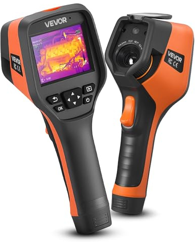 VEVOR Cámara Térmica de Mano con Resolución IR de 384 x 288, Cámara Termográfica Portátil con Cámara Visual de 5 MP, Frecuencia de Actualización de 30 Hz, Rango de Temperatura de -20 °C a 550 °C