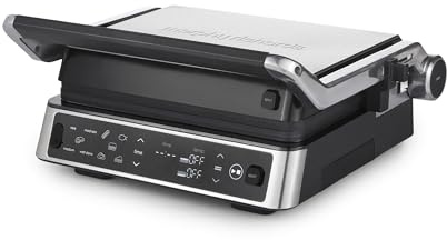 Morphy Richards ThermoGrill Contact Grill with Temperature Probe, Fast Heat, Detachable Non-Stick Plates, Adjustable Temperature & Height, Opens Flat, Integrated Oil Tray, Easy to Clean, 485501