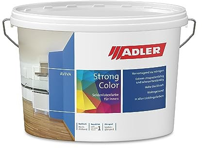 ADLER Aviva Strong-Color - 3 L - Premium Latexfarbe RAL5007 Brillantblau - abwaschbare Wandfarbe für Küche, Bad & Flur, extrem strapazierfähig