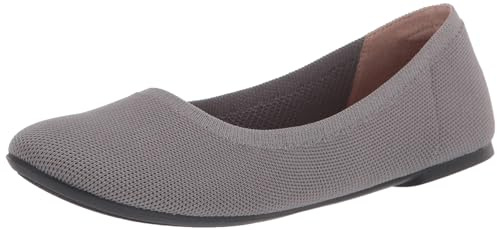 Amazon Essentials Women's Knit Ballet Flat, Light Grey, 9