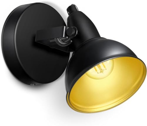 Wondlumi Focos LED Negros para Techo, Estilo Industrial/Retro, Fijaciones de Focos E14 en Pared Ideal para Sala de Estar, Cocina y Dormitorio. (Bombilla no incluida)
