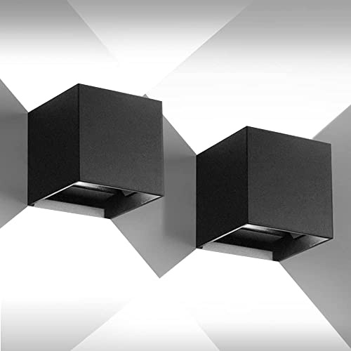 CANMEIJIA Aplique pared Exterior/Interior, 12W Impermeable IP65 Lampara Luz Blanca Cálida 6500K 1000 lm Ángulo ajustable, para Porche Salón Dormitorio