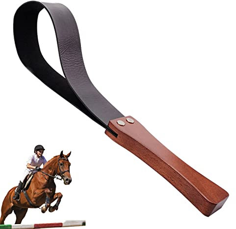 CANIPHA Lederreitgerte für Pferde, 45,7 cm, Lederpaddel mit rutschfestem Holzgriff, Gerte Peitsche für Reitgerte