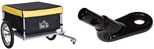HOMCOM Bicycle Cargo Trailer, Large Cargo Wagon, Oxford Fabric, Folding Storage, Removable Cover, Yellow & Friends On Tour Trailer Hitch