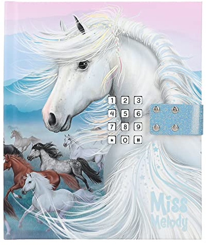 Depesche 12418 Miss Melody - Diario con Numeri e Suono, Libro con Motivi Cavalli e 80 Pagine a Righe Colorate