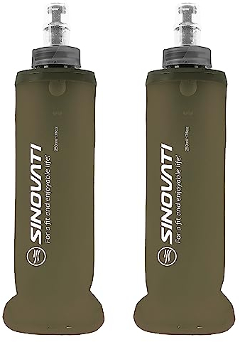 SINOVATI® TPU Faltbare Trinkflaschen, Soft Flask, Wasserflasche BPA-Frei Sportflasche für Trinkrucksack, Fahrrad, Wandern,Joggen,Camping und Klettern (Dunkelgrau, 250ml x 2)