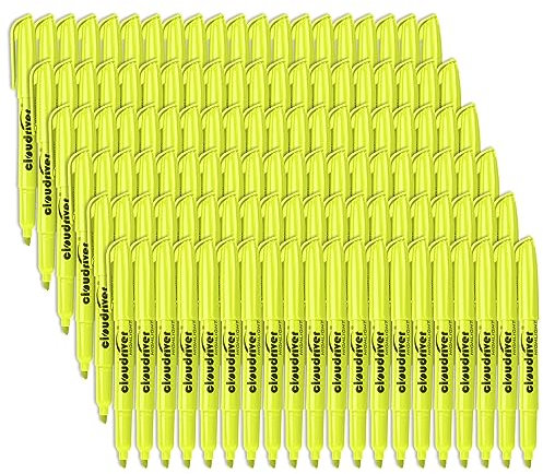 cloudriver Yellow Highlighters, Bulk Pack Of 120, Bright Color Highlighter, Chisel Tip, Quick Drying Ink, Highlighters Suitable For Home, School, Office And Shop