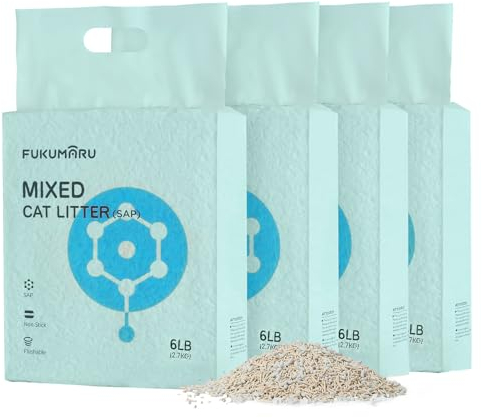 FUKUMARU Tofu Katzenstreu 10.8kg, schnell klumpendes Katzenstreu mit super saugfähigem Material, sofort absorbierend, staubfreies, geringe Spurenbildung, spült in der Toilette，Geruchskontrolle