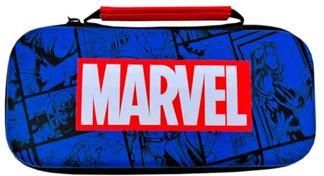 WONDEE Pochette Switch, Housse pour Nintendo Switch, Switch OLED et Switch Lite Marvel Avengers Style Comics et Capacité de Stockage pour 10 Jeux - Sacoche Coque de Protection et Transport Switch
