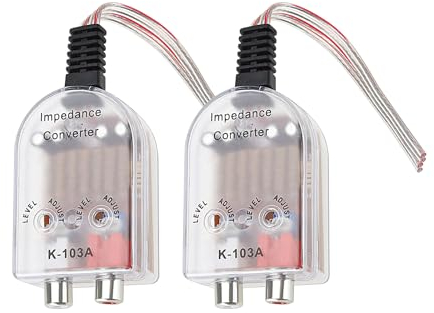 YINETTECH 2pcs Convertisseur Audio Adaptateur de Signal Audio Convertisseur d'impédance de Haut-Parleur Haut à Bas pour Sortie de Haut-Parleur vers Ligne RCA Câblage d'amplificateur de Voiture
