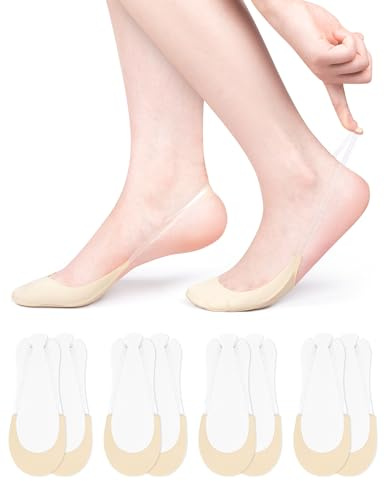 Becellen 4 Paia Calzini Fantasmini Donna, Invisibili Salvapiede Traspiranti Slingback Calze Mezze Calze con Gel Antiscivolo