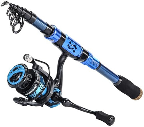 Sougayilang Teleskop Angelrute.24 Ton Kohlefaser, CNC bearbeitete Rolle Sitz, bequemer Eva Griff, Reise Angelrute für Bass Forellen Angeln-2,1M