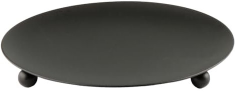 Luckious Black Iron Candle Tray, Round Pillar Candle Holder, Wedding & Party, Elegant Modern Design, Easy to Clean