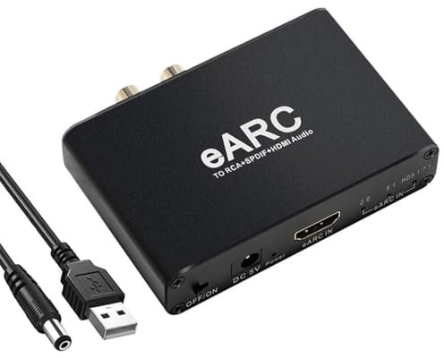 MINLIU eArc to RCA+SPDlF+HDMl Audio Converter, RcA 3.5mm Audio Adapter, HD 5.1 and HD 7.1 Channel, ARC Audio Return, 24bit/192KHz Audio Sampling Rate, Supports eARC and ARC Inputs for Home Theatre