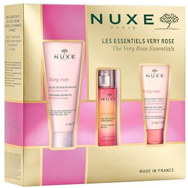Nuxe Very Rose Essentials Gift Set - Soothing Shower Gel 100ml, Rose Fragrant Water 30ml & Hand and Nail Cream 50ml - Luxurious Skincare Trio - Perfect For Birthdays, Mini Travel Treat
