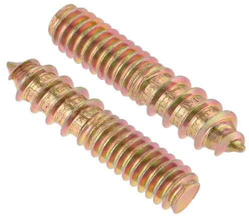 TOP-VIGOR 10Pcs Hanger Bolts, 1/4-20x1-1/4 Double Headed Bolts Self Tapping Screw, Double Ended Dowel Screws, Threaded Lag Wood Screws and Machine Bolts for Wood Joint Furniture
