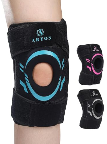 ABYON Rodillera Hombre Mujer – Órtesis de Rodilla Ajustable para Menisco, Artrosis, ACL MCL – Soporte Rotuliano de Neopreno con Estabilizadores Laterales para Alivio del Dolor y Recuperación