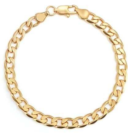 Bling King London – Gold Cuban Curb Link Bracelet 6mm Thick 8 inch Long