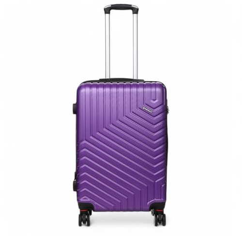 Infinity Leather Expandable Suitcase Trolley Carry On Hand Cabin Luggage Hard Shell ABS Travel Bag Lightweight with TSA Lock (Purple, M(66cm 74L))