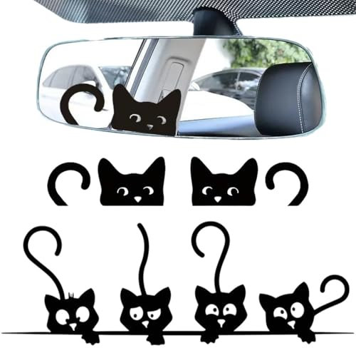 ZUWIJEQ 3 Pezzi Adesivi per Auto Che sbirciano Gatto, Che guardano Impermeabili, Riflettenti, Divertenti, Decalcomanie e Autoadesivi, per paraurti, per finestrini dell'auto,Moto,Laptop (Nero)