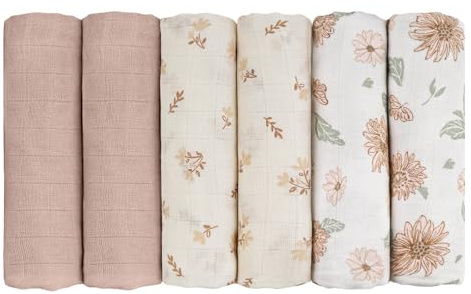 GLLQUEN BABY Musselintücher für Babys, 70 cm x 70 cm, 6er-Pack Spucktücher aus Baumwolle, saugfähig und atmungsaktiv und ideal zum Reinigen, Abwischen und Abdecken von Neugeborenen(Sonnenblume)